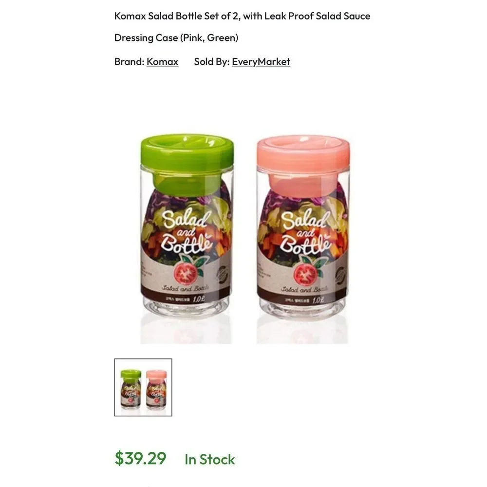 Komax green Salad Bottle with Leak Proof Salad Dressing Case‎